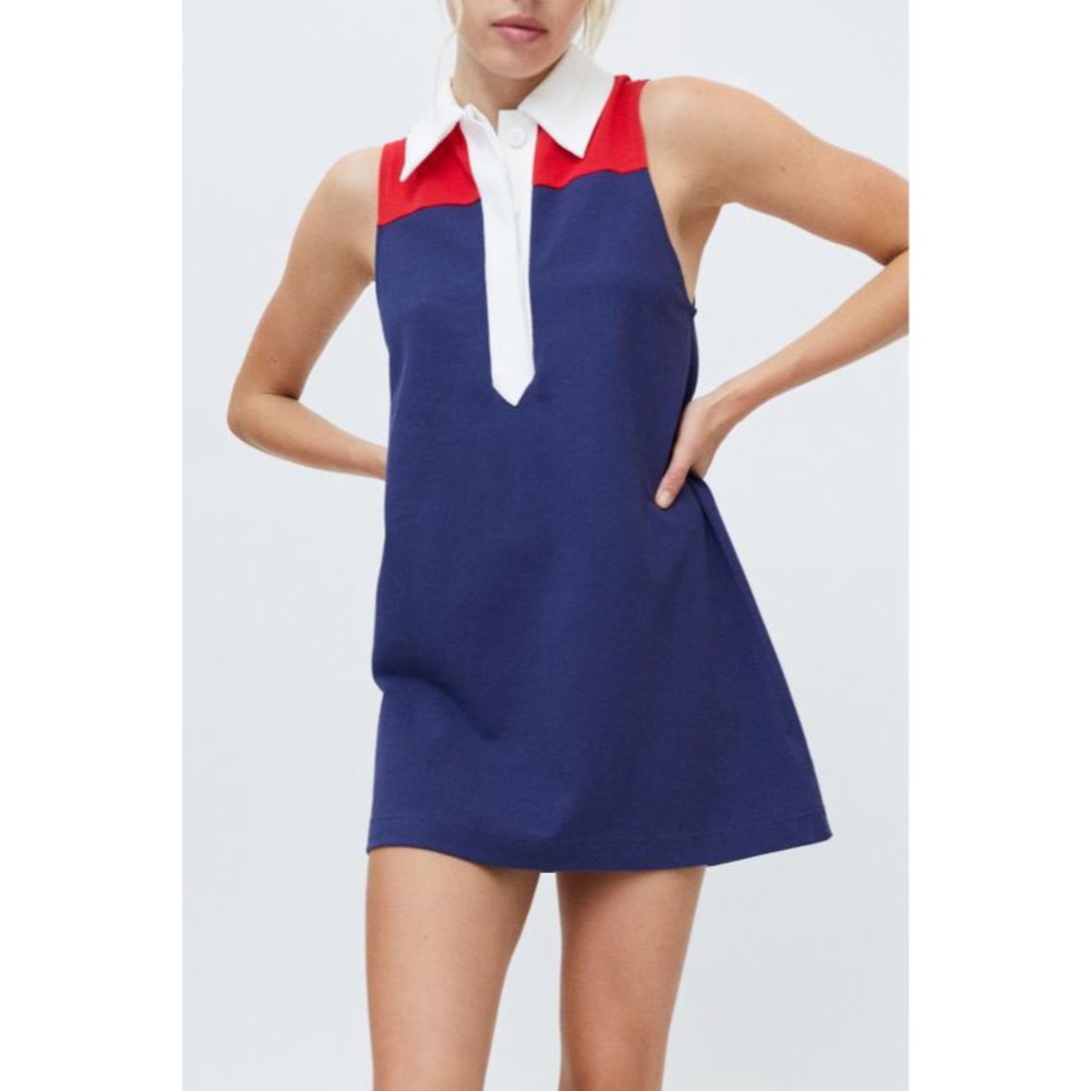 Urban Outfitters Blue Red and White Sleeveless Mini Dress